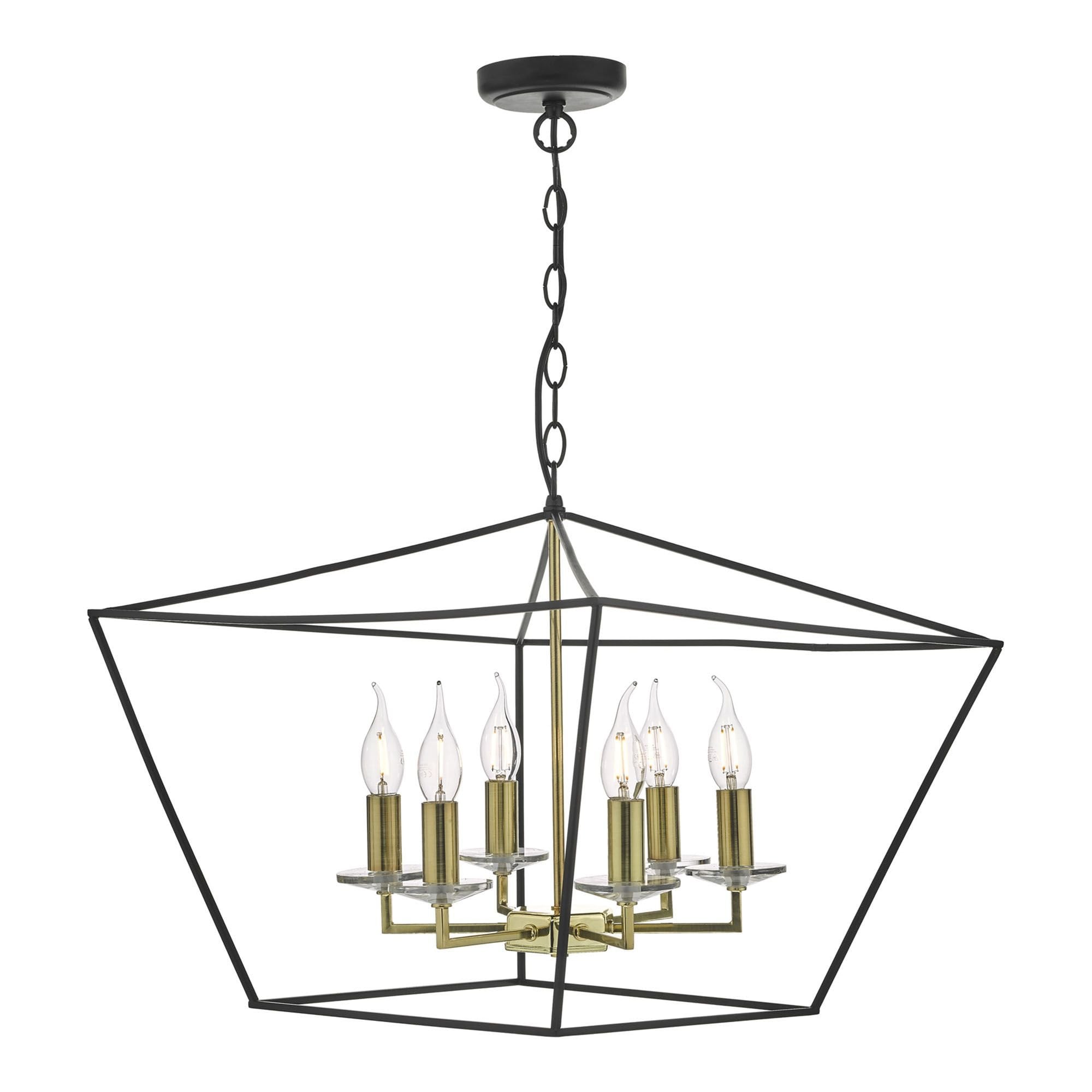 Gretchen 6 Light Pendant Matt Black & Polished Brass