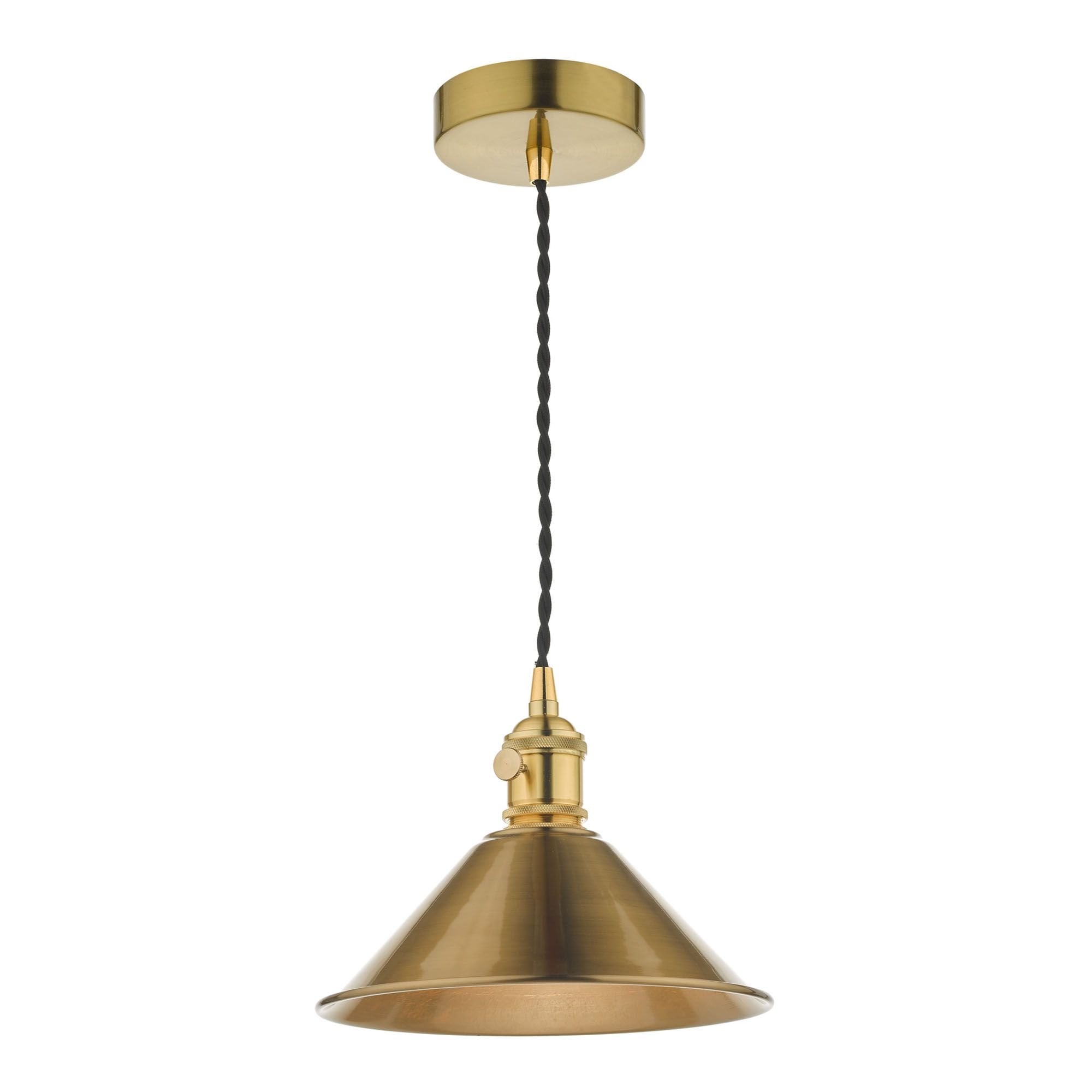 Hadano 1 Light Pendant Natural Brass With Aged Brass Shade