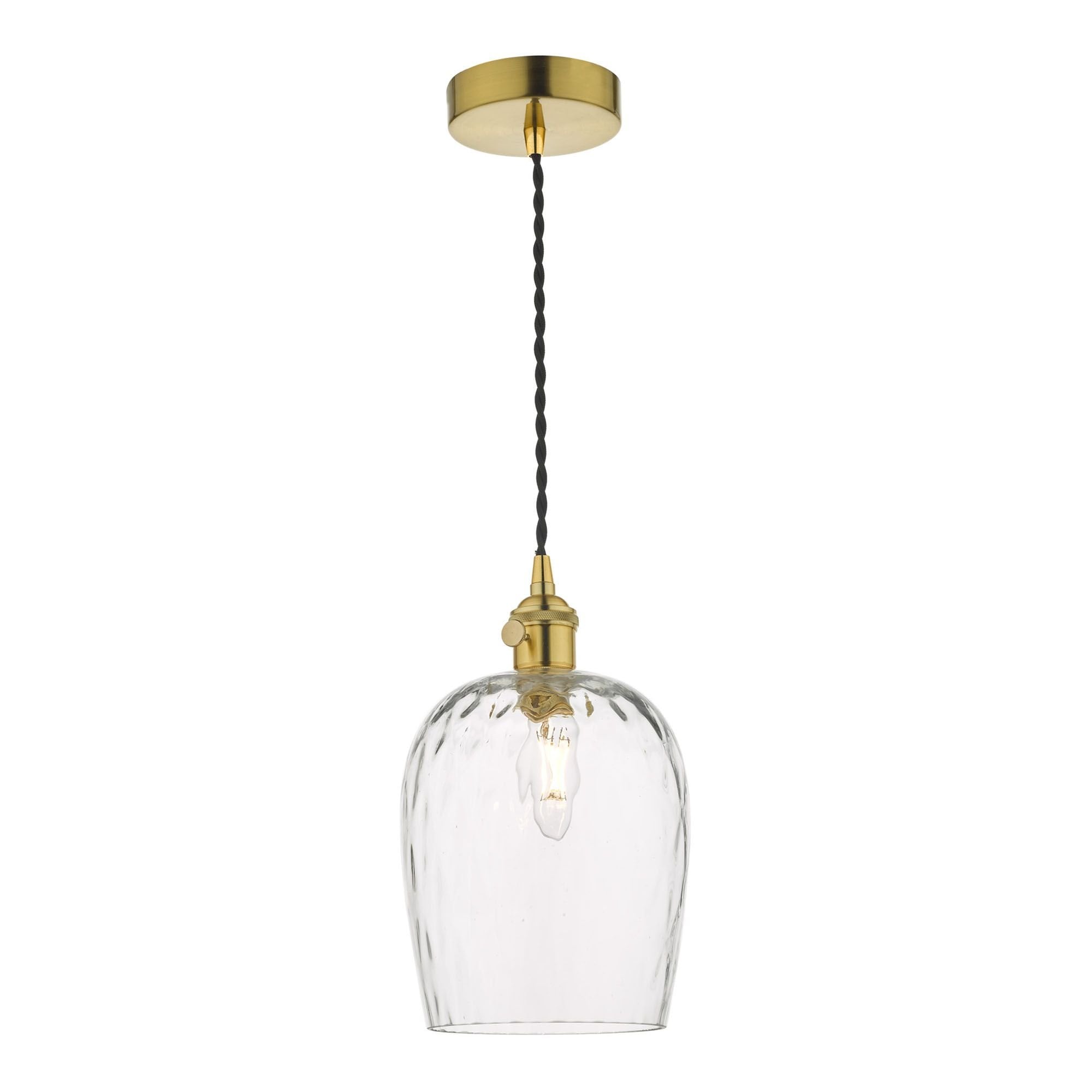 Hadano 1 Light Pendant Natural Brass With Dimpled Glass Shade