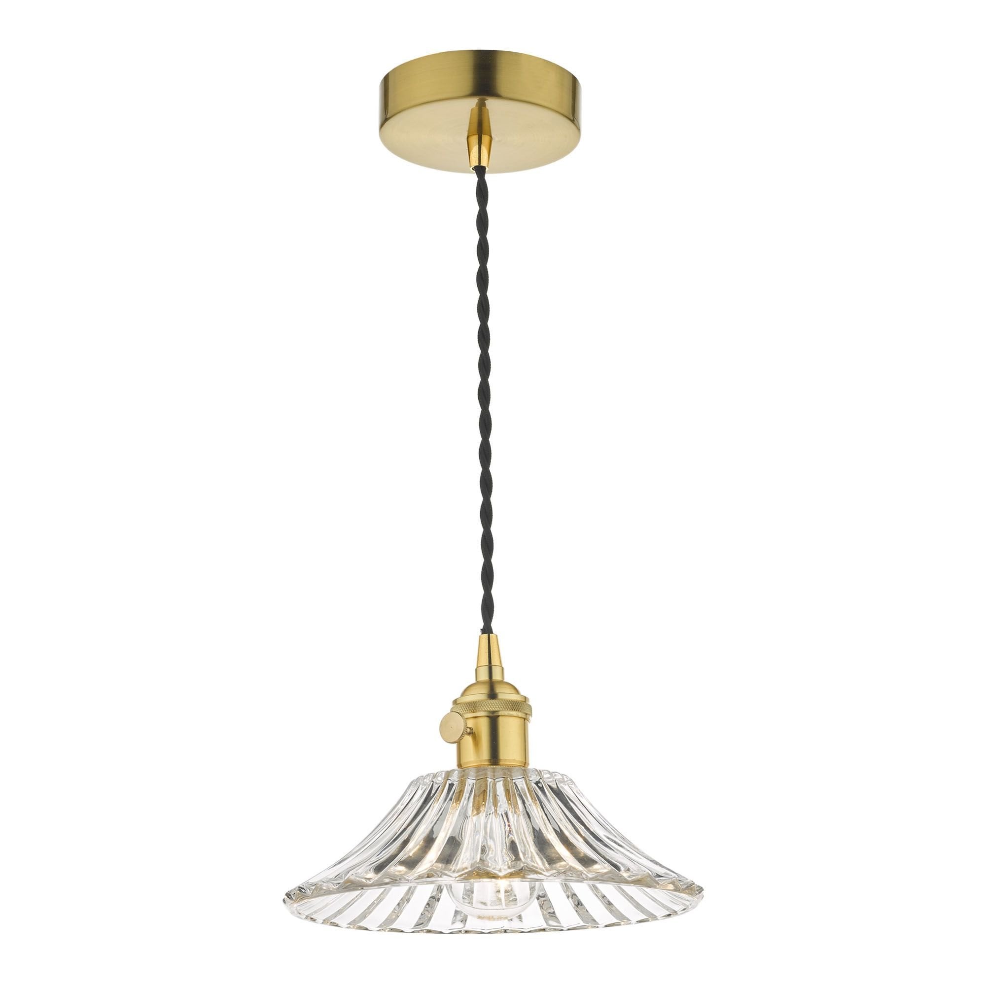 Hadano 1 Light Pendant Natural Brass With Flared Glass Shade