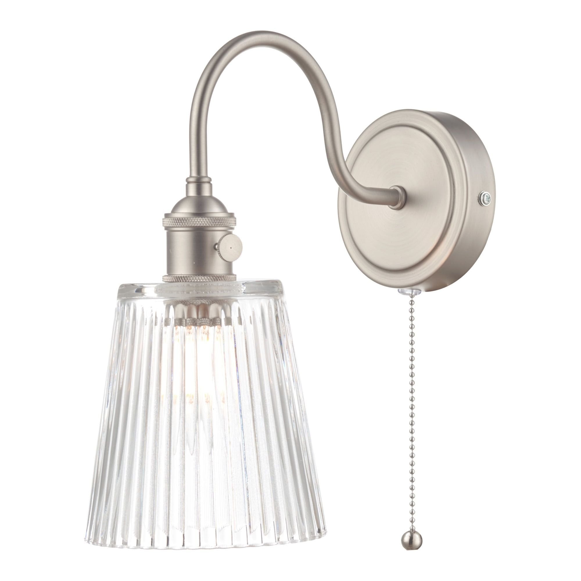 Hadano 1 Light Wall Light Antique Chrome With Ribbed Glass Shades