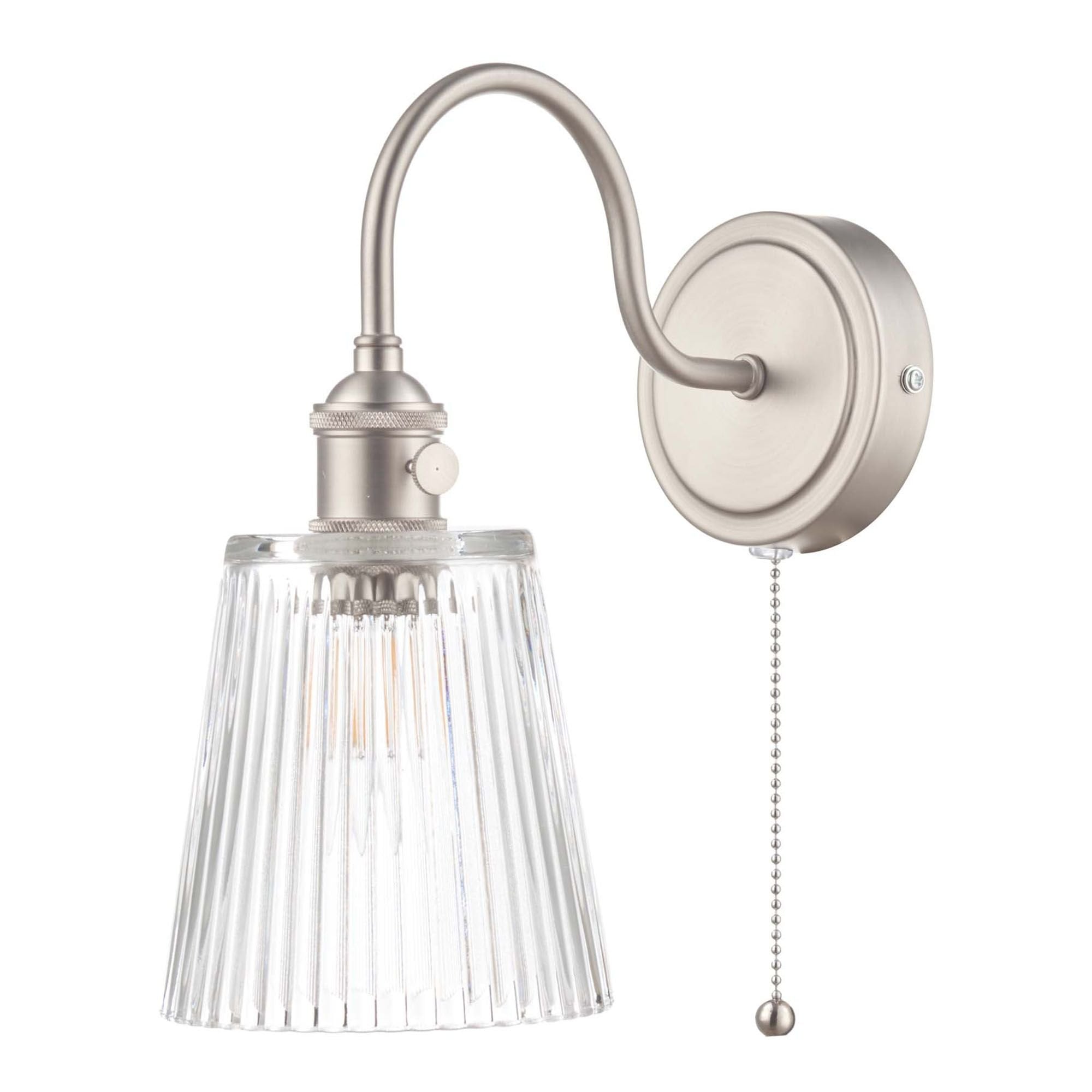 Hadano 1 Light Wall Light Antique Chrome With Ribbed Glass Shades