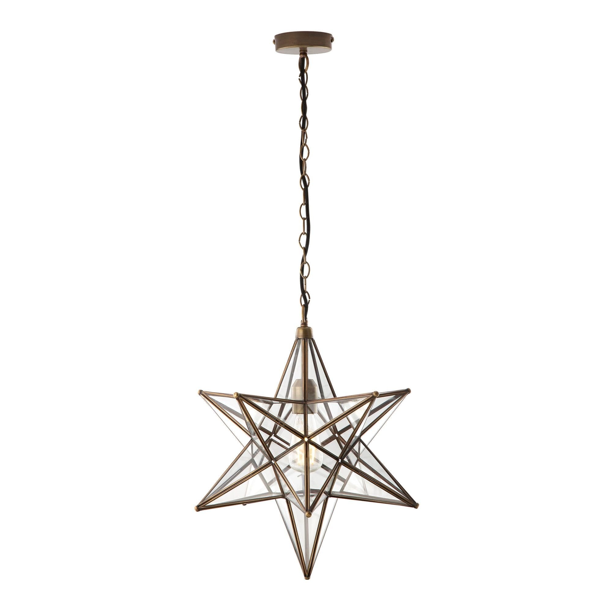 Ilario 1 Light Star Pendant Large Antique Brass