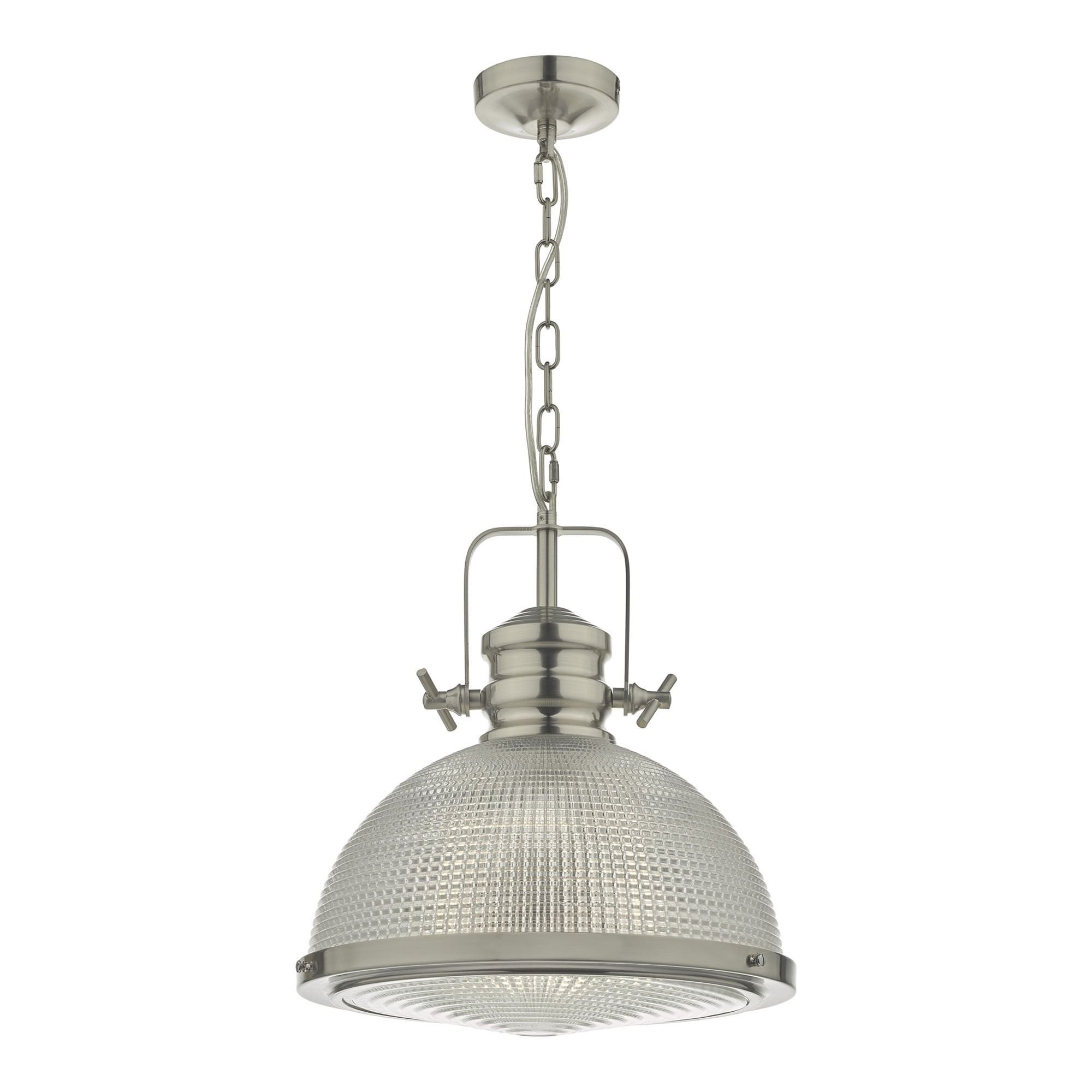 Peyton 1 Light Pendant Satin Nickel And Textured Glass