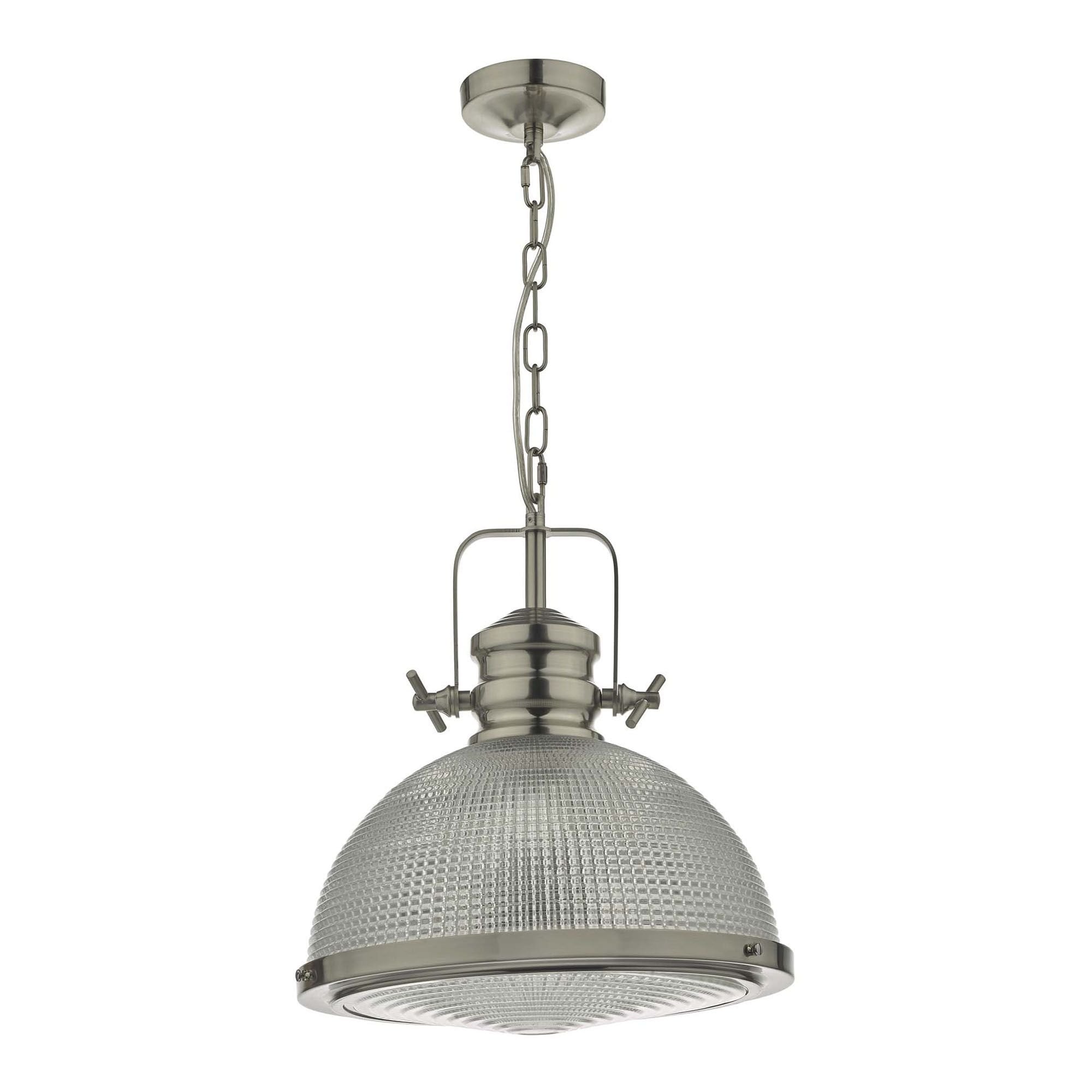 Peyton 1 Light Pendant Satin Nickel And Textured Glass