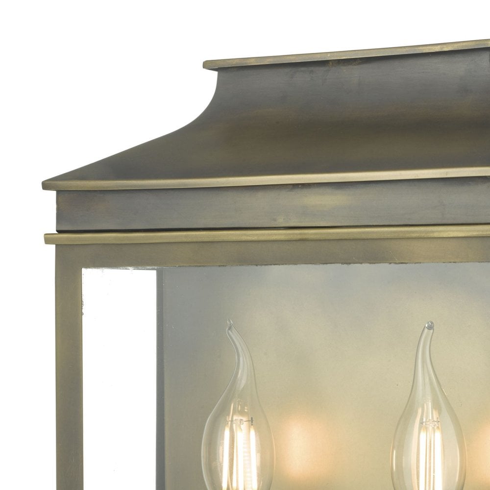 Vapour 2Lt Coach Lantern Wall Light Weathered Brass IP44