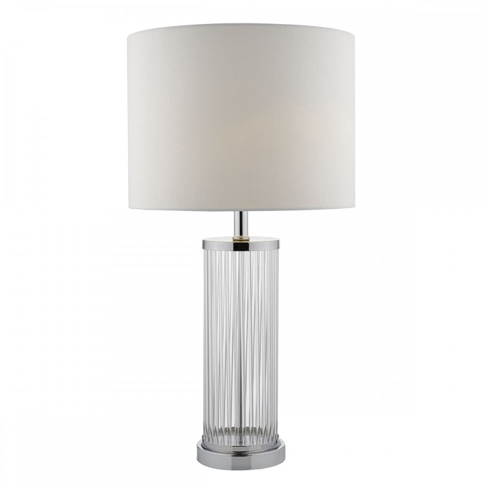 Olalla TL Polished Chrome and Clear Glass Complete With Ivory Shade