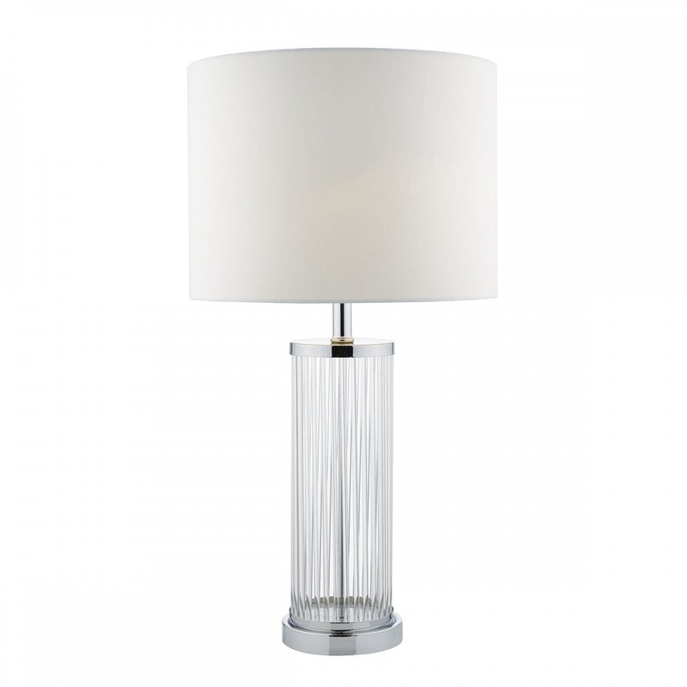 Olalla TL Polished Chrome and Clear Glass Complete With Ivory Shade