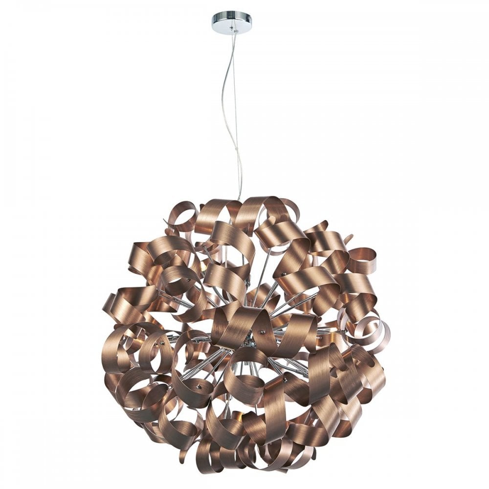 Rawley 12 Light Ribbon Pendant Brushed Copper