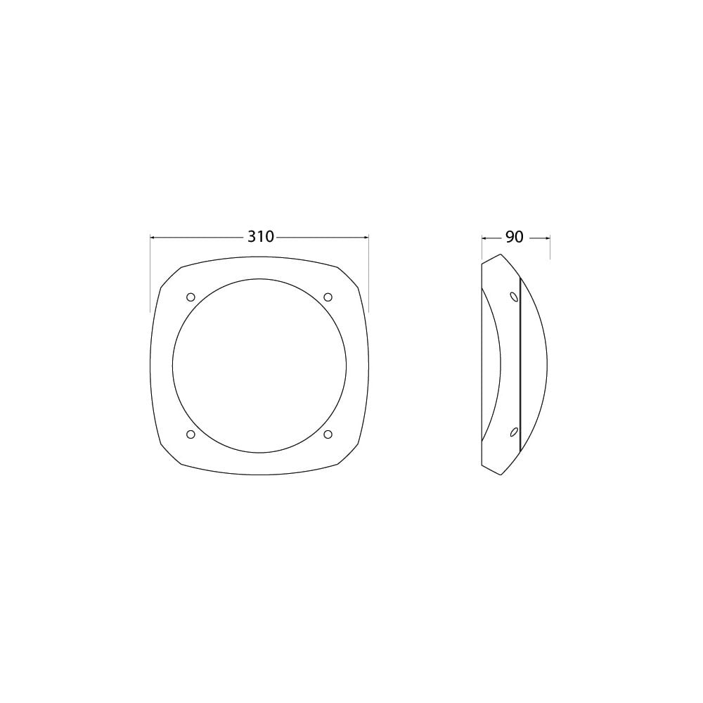 Stucchi 9W 4K LED Sq Emg Bulkhead Bk