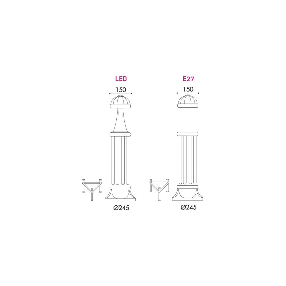 Sauro 10W LED 800mm Bollard