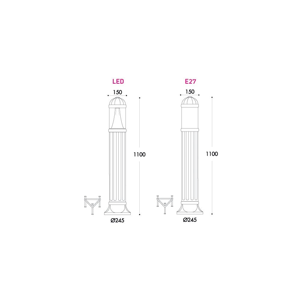 Sauro 10W LED 1100mm Bollard