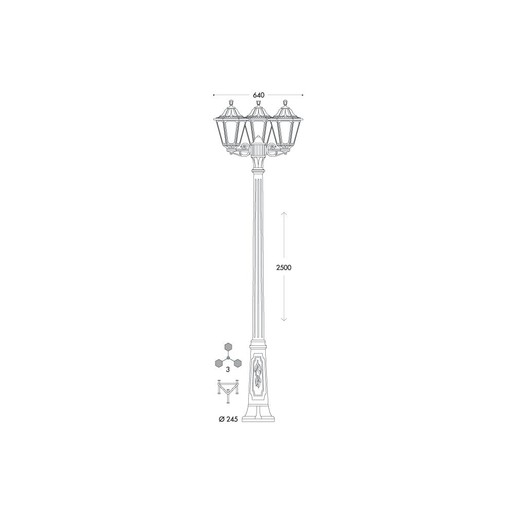 Rut Ricu-Bisso E27 Triple Head Post Bk