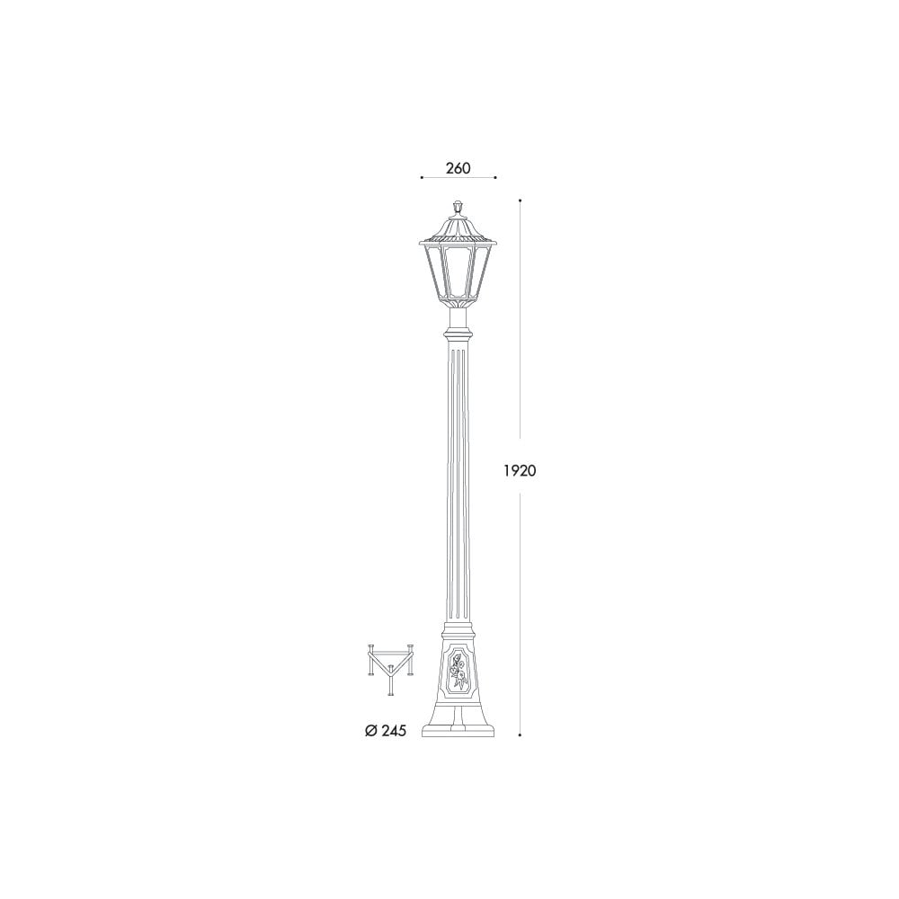 Rut Artu E27 Post Lantern Bk