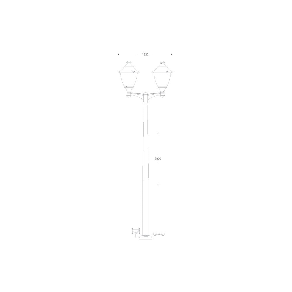 Gino 400 Akille3m MidiPilar E27 Twin Head Post