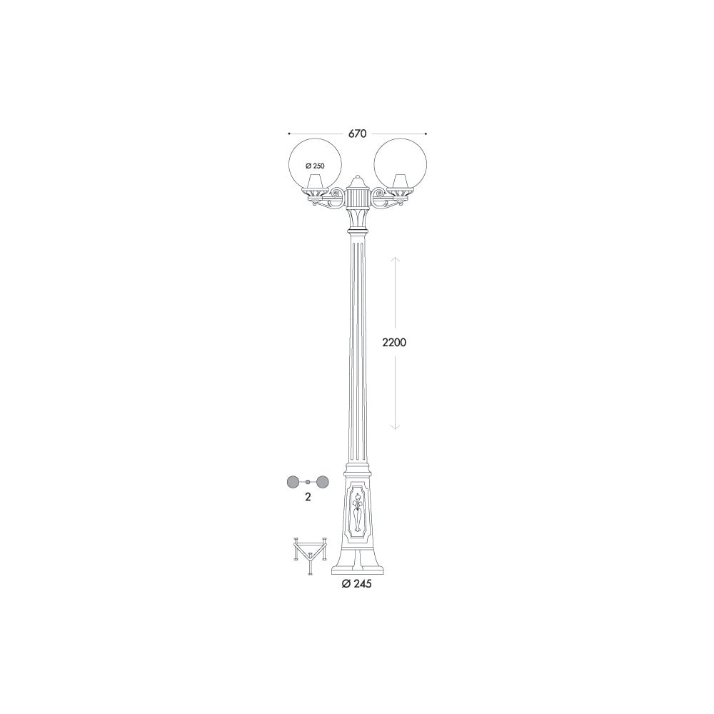 Globe 250 Gigi-Bisso E27 Twin Head Post Bk