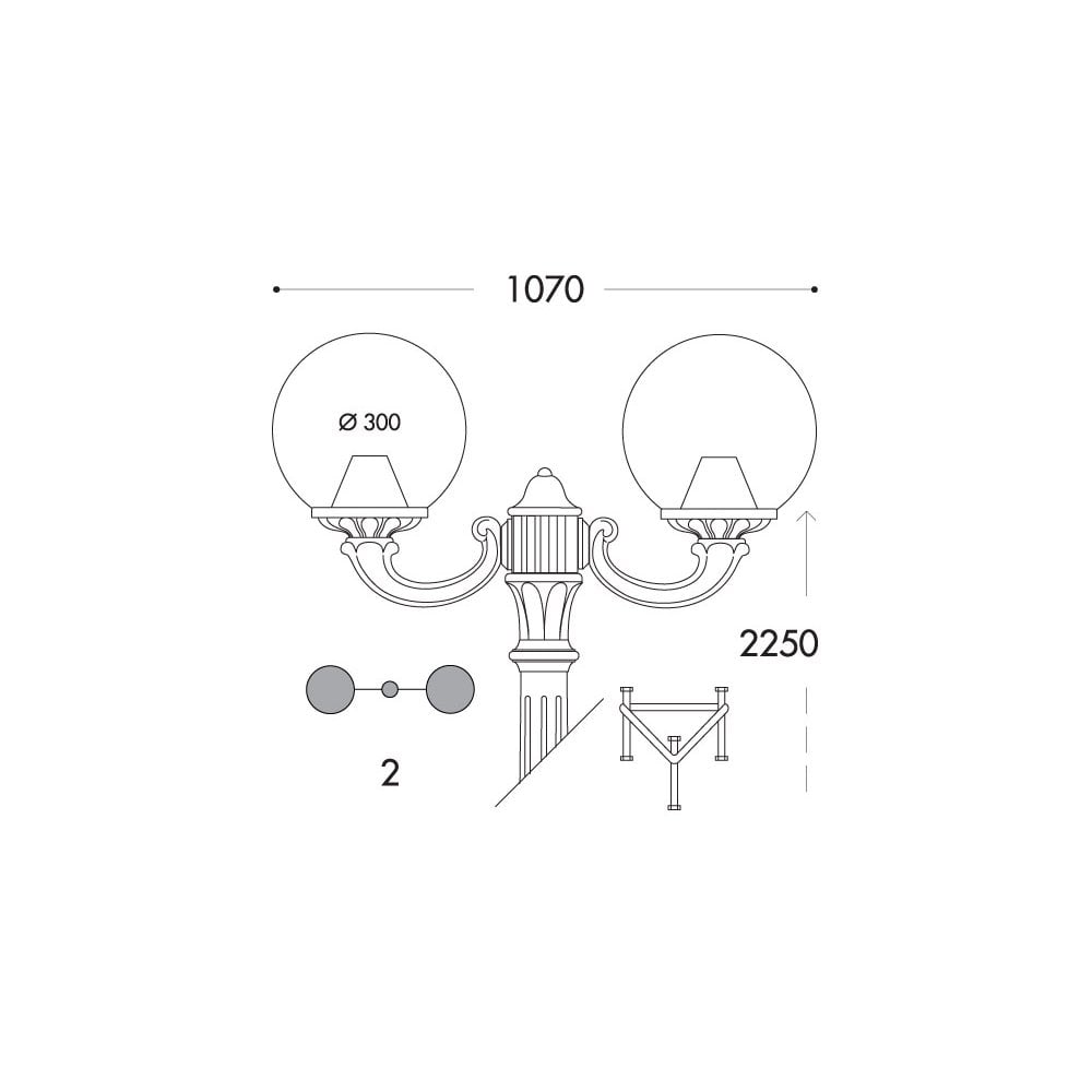 Globe 300 Ricu-Ofir E27 Twin Head Post Bk