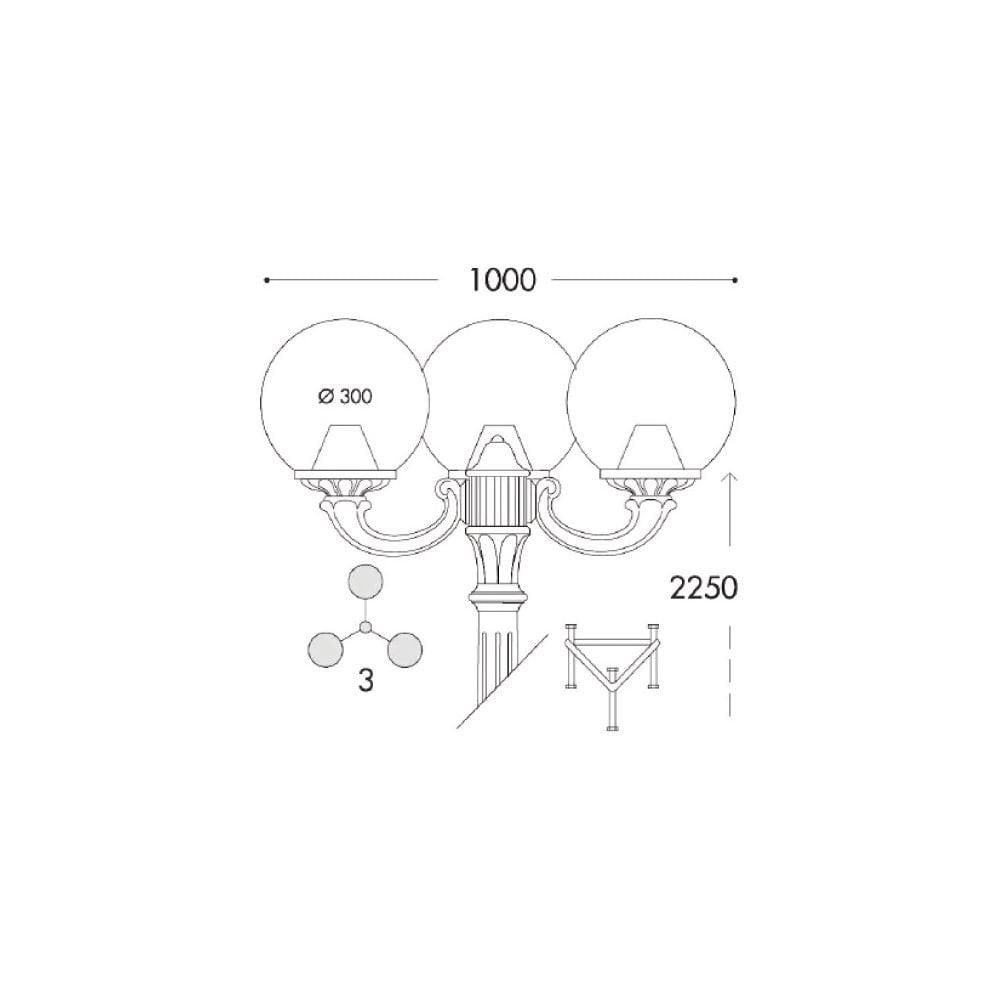 Globe 300 Ricu-Ofir E27 Triple Head Post Bk