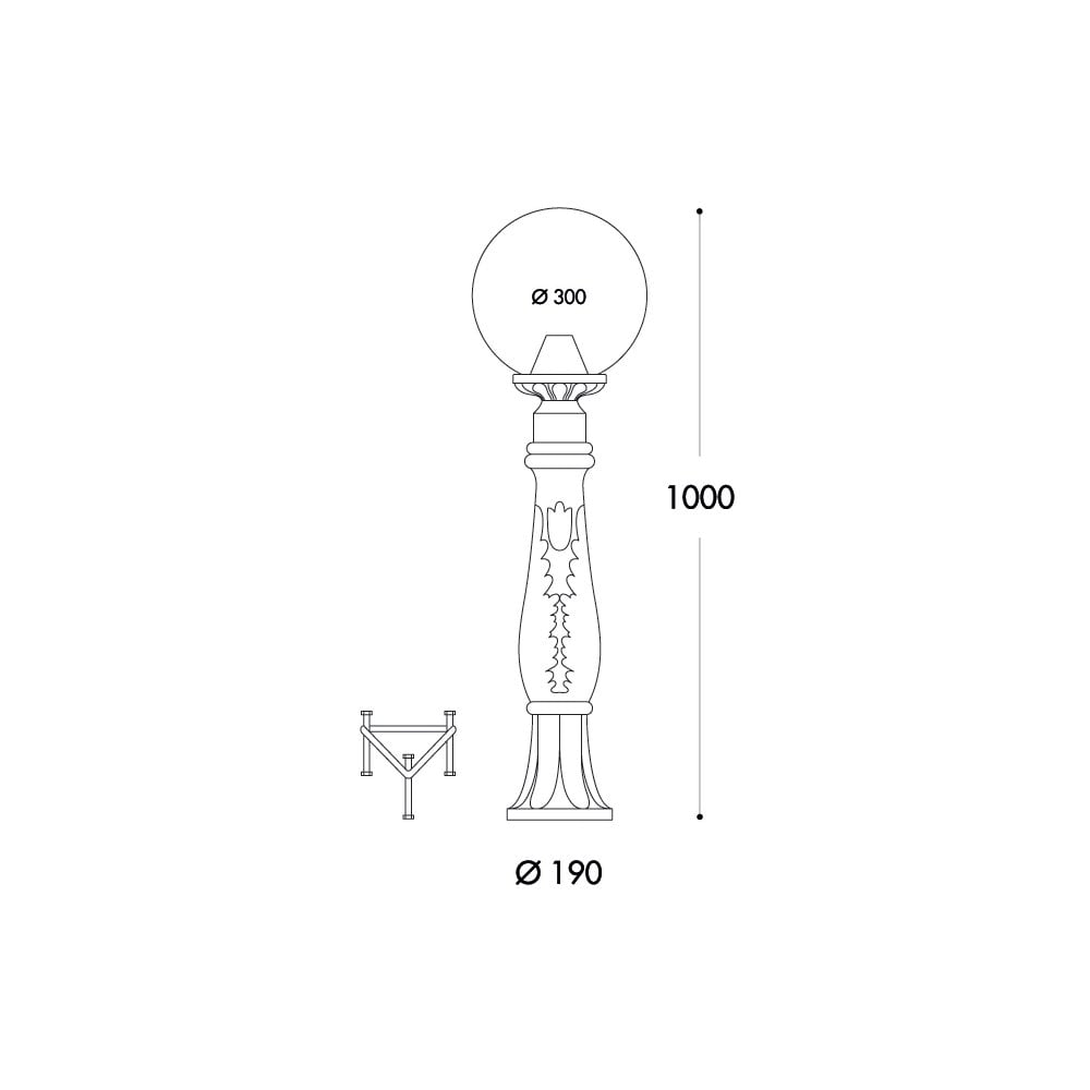 Globe 300 Iafet E27 Opal Post Bk