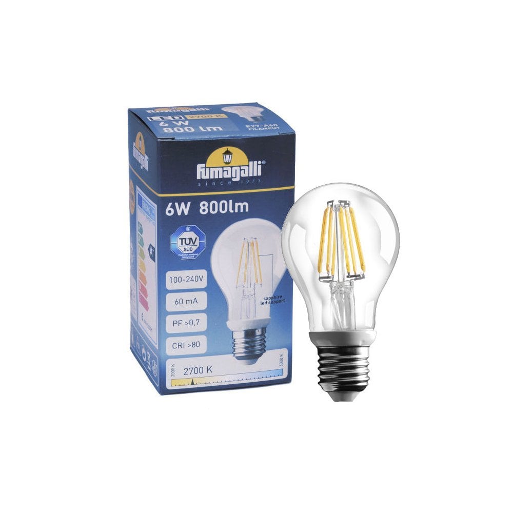 6W E27 LED Filament Lamp 2700K 800lm