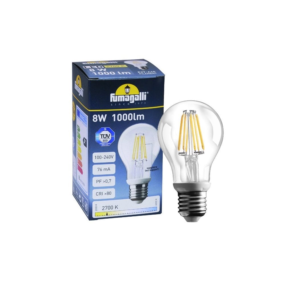 8W E27 LED Filament Lamp 2700K 1000lm