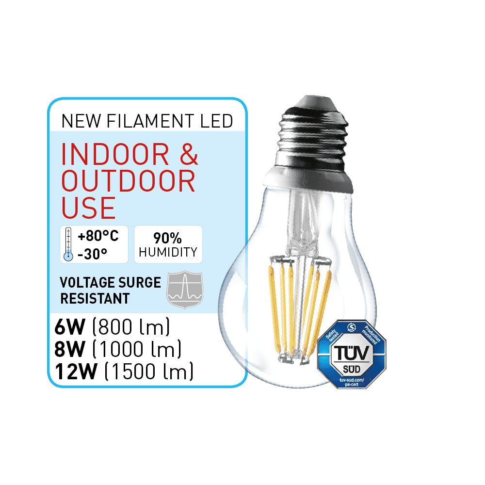 8W E27 LED Filament Lamp 4000K 1000lm