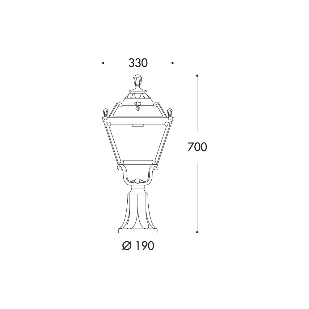 Tobia Lot E27 Pedestal Lantern Bk