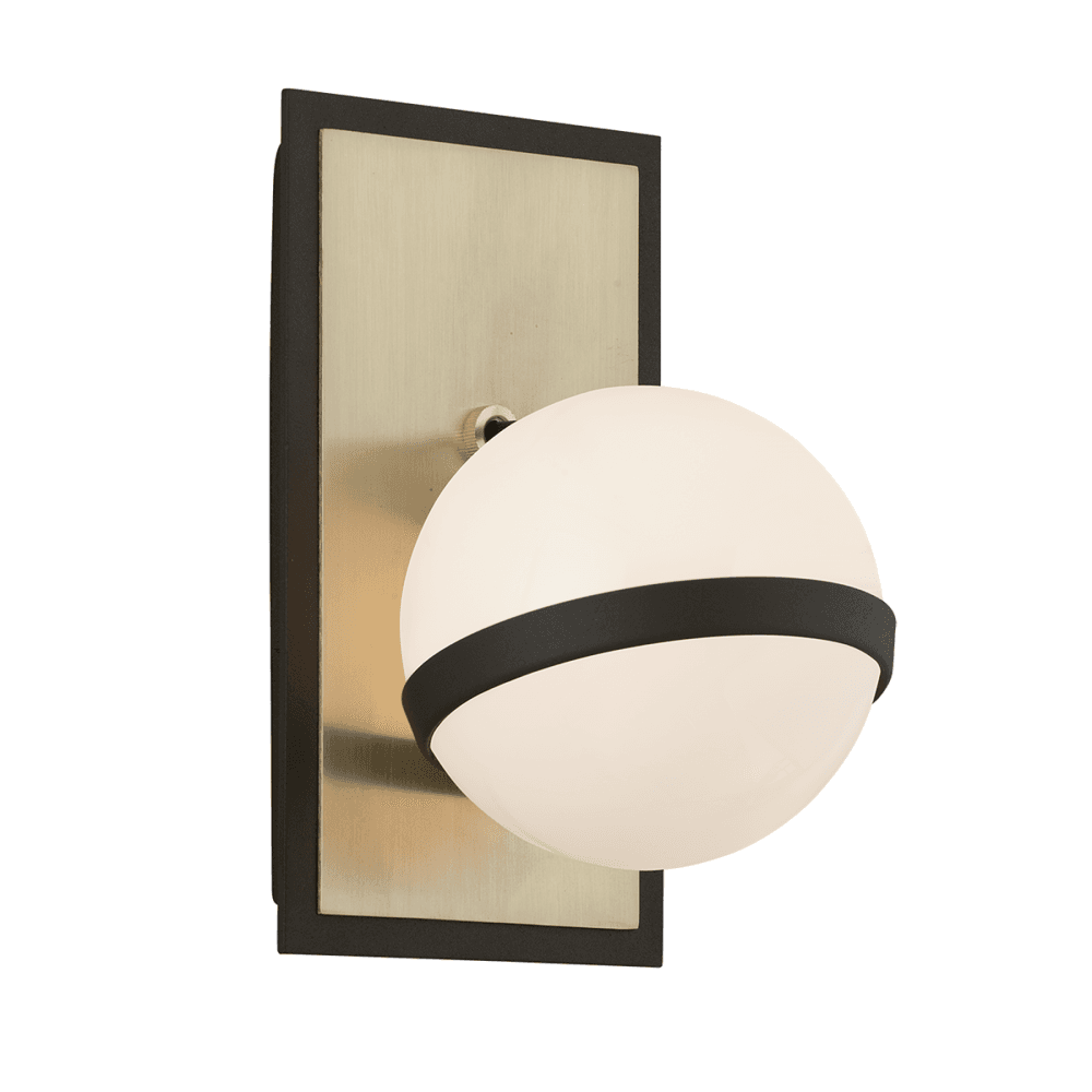 Ace Glass Sphere Brushed Brass Wall Sconce