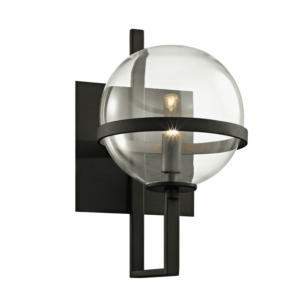 Elliot Curved Iron Protected Glass Globe Wall Light 17cm