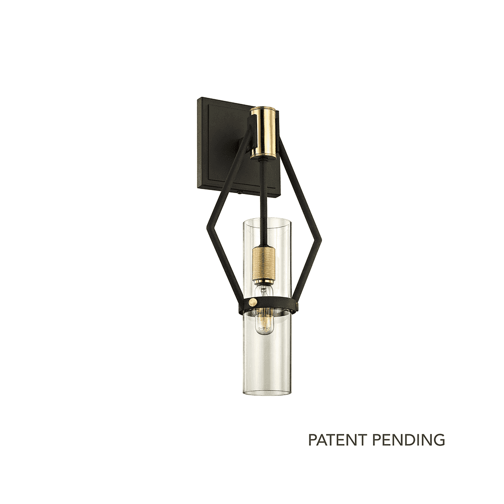 Raef Unique Clear Glass Telescopic Textured Bronze Brushed Brass Cylinder Wall Light
