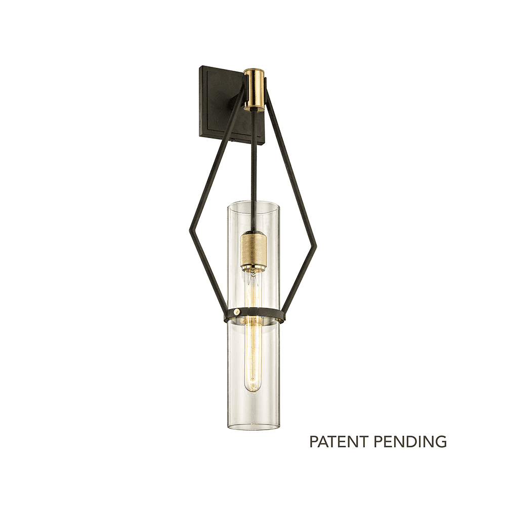 Raef Slick Clear Glass Upside Down Brushed Brass Wall Sconce 24cm