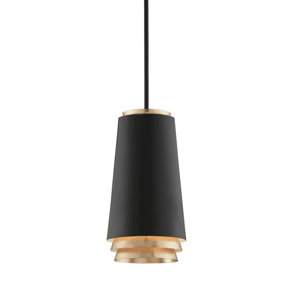Fahrenheit Modernised Textured Black Gold Leaf Pendant