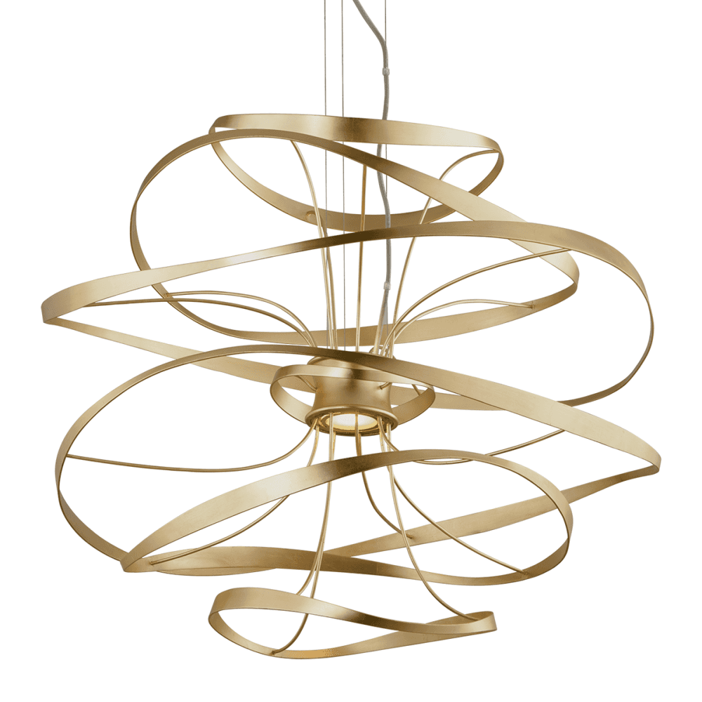 Calligraphy Gold Curvy Structure Pendant Light