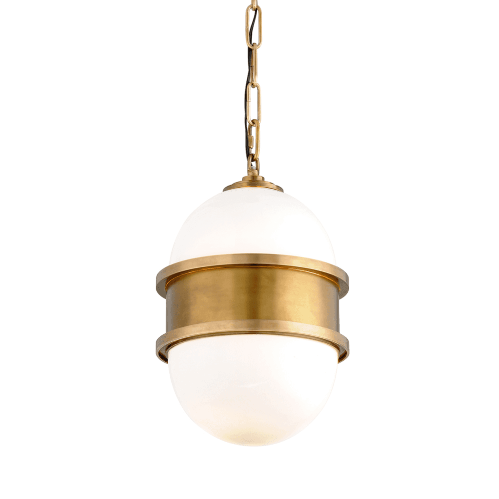 Broomley Small Chained Solid Brass Opal White Glass Pendant Light