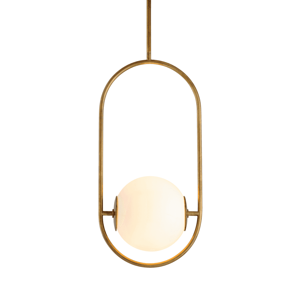Everley Spacious Brass Hooped Glass Pearl Pendant