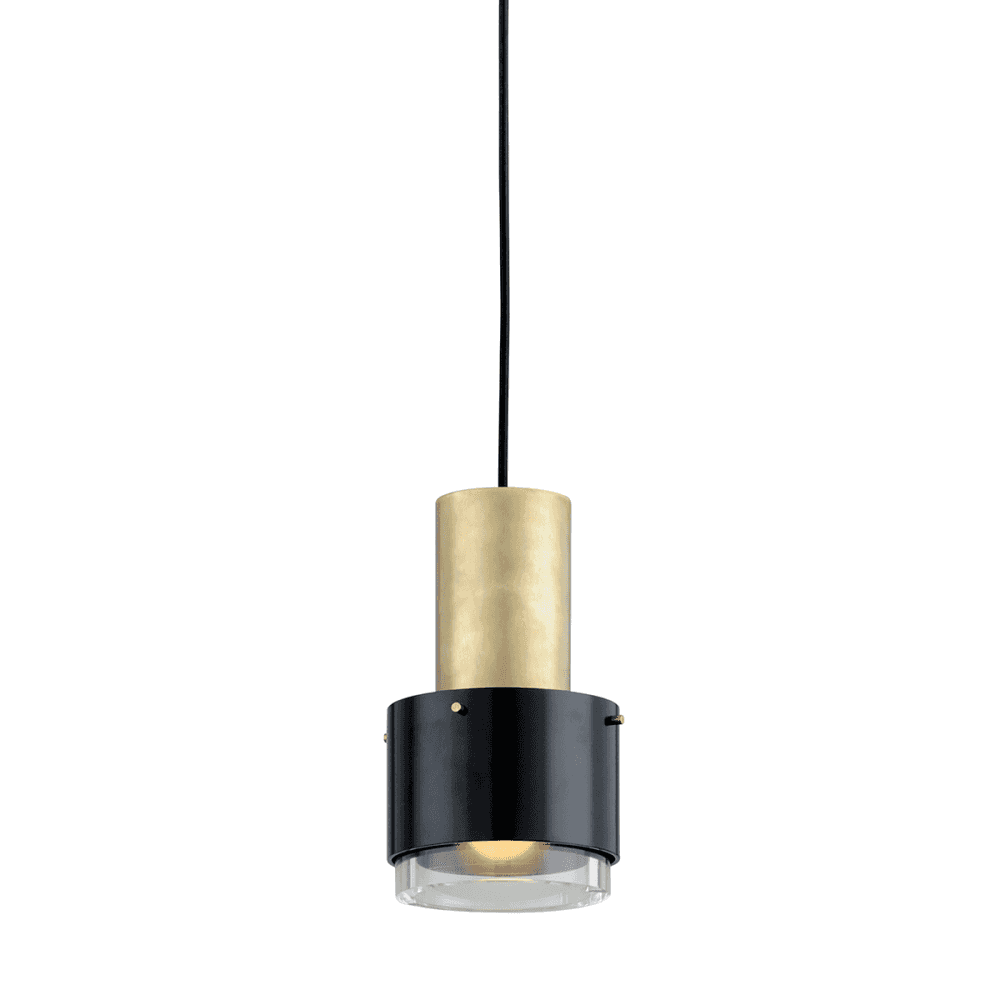 Melrose Detailed Brass Cylinder Clear Glass Pendant