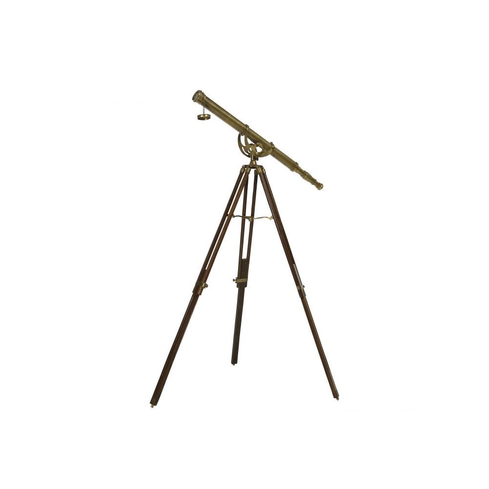 Antique Brass & Brown Wood Telescope Bicton