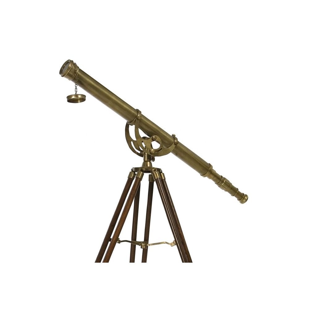 Antique Brass & Brown Wood Telescope Bicton