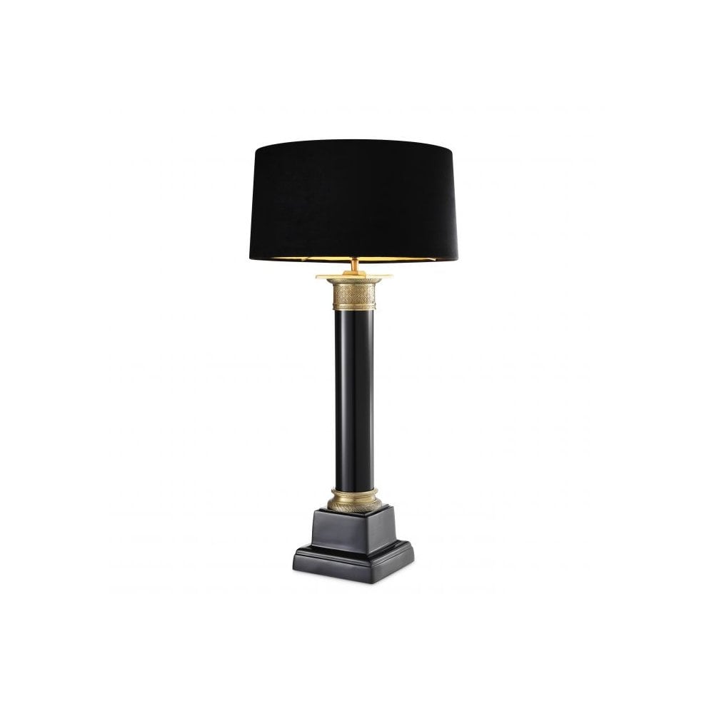 Table Lamp Monaco, Black Finish, Antique Brass Finish