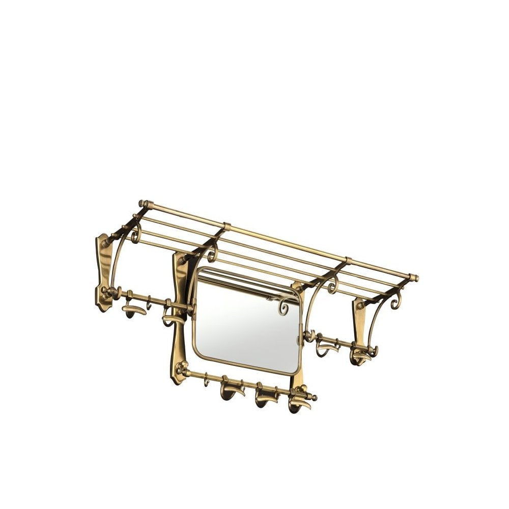 Coatrack Old French, Antique Brass Finish, Mirror Glass