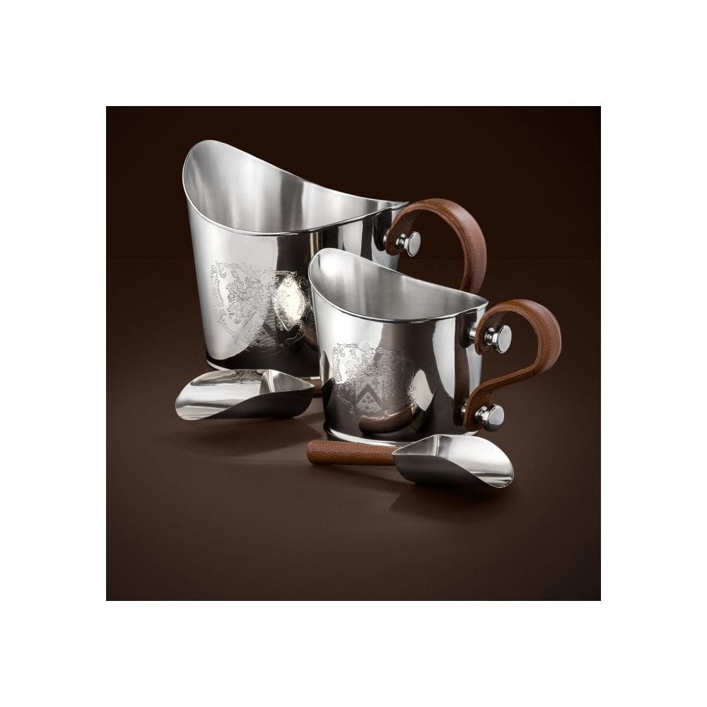 Decanter Favourite S including ice server, Nickel Finish, Brown Embossed Leather