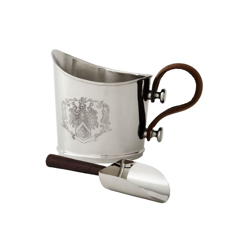 Decanter Favourite L including ice server, Nickel Finish, Brown Embossed Leather