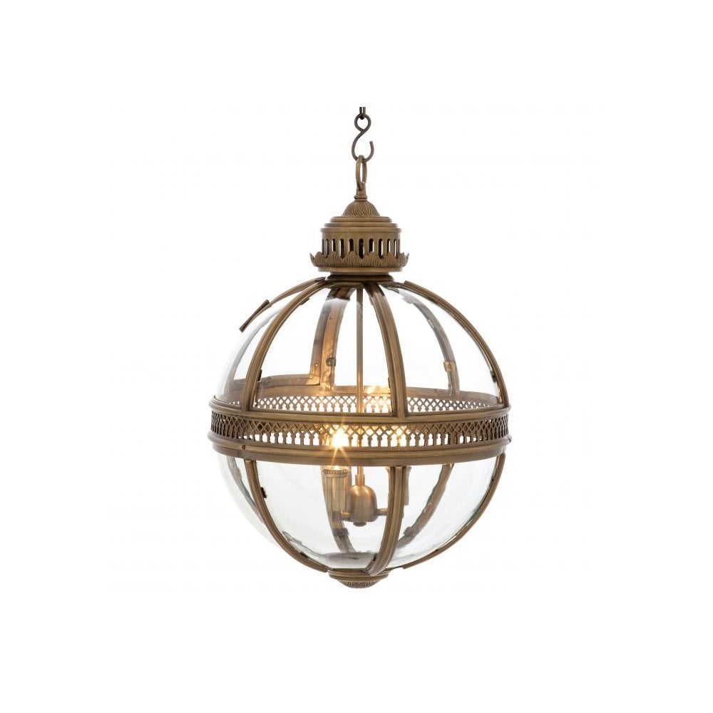 Lantern Residential M, Antique Brass Finish, Clear Glass