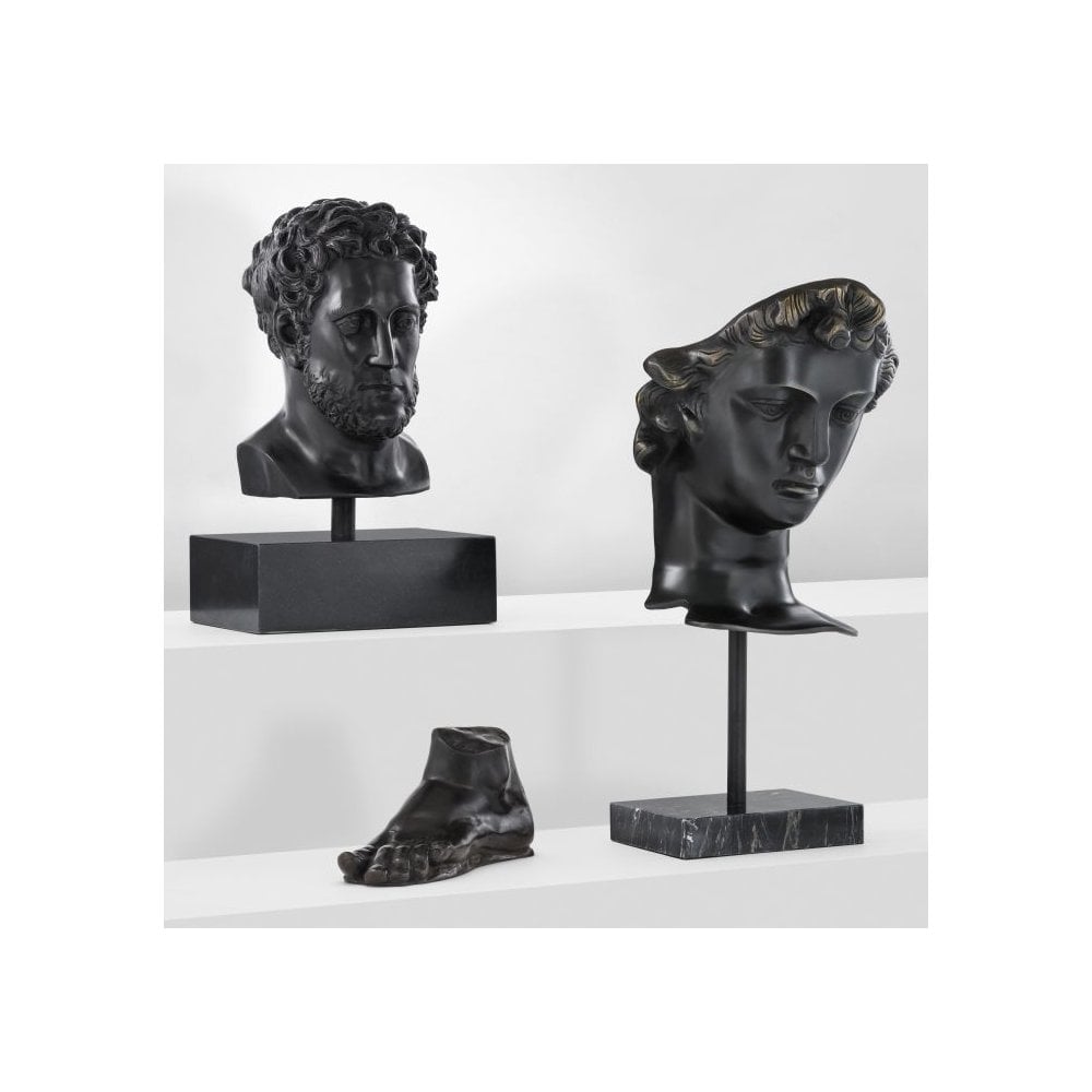 Head David, Antique Bronze Finish, Black Marble Base