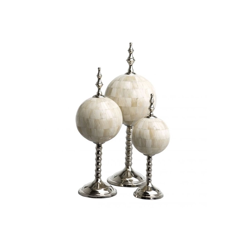 Object Leonardo set of 3, Natural Bone, Nickel Finish