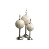 Elegantly Crafted Leonardo Trio: Natural Bone and Nickel Finish Sculptures