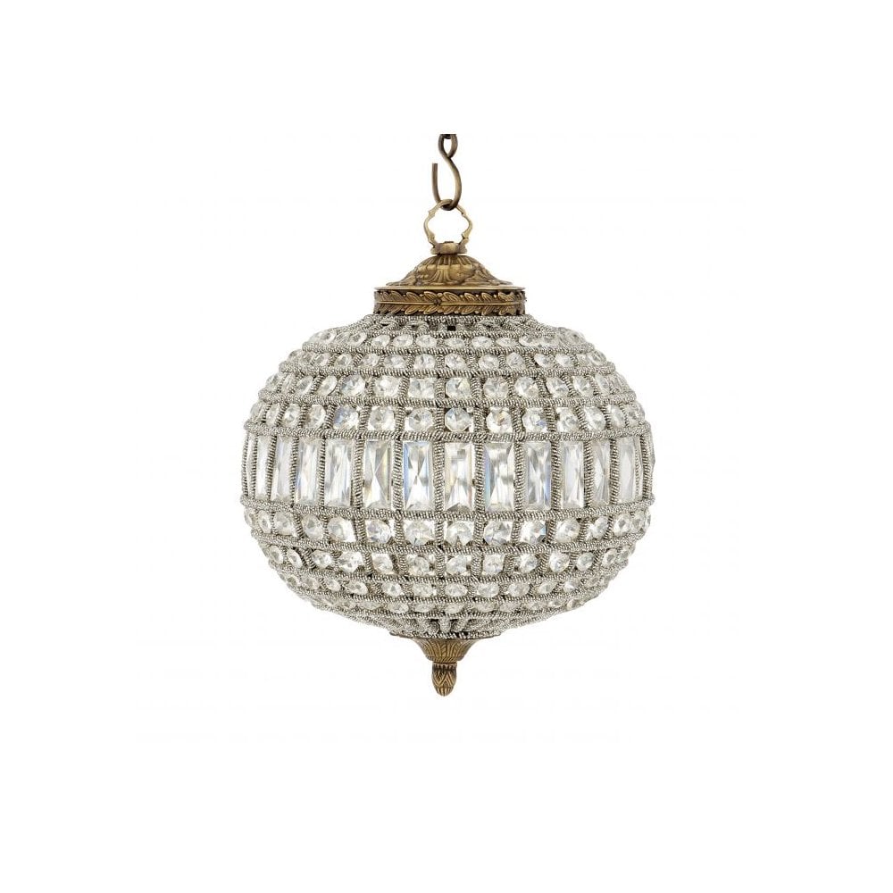 Antique Brass Crystal Over Chandelier, Kasbah