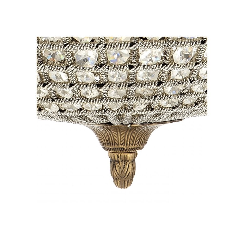 Chandelier Kasbah Oval M, Crystal Glass, Antique Brass Finish