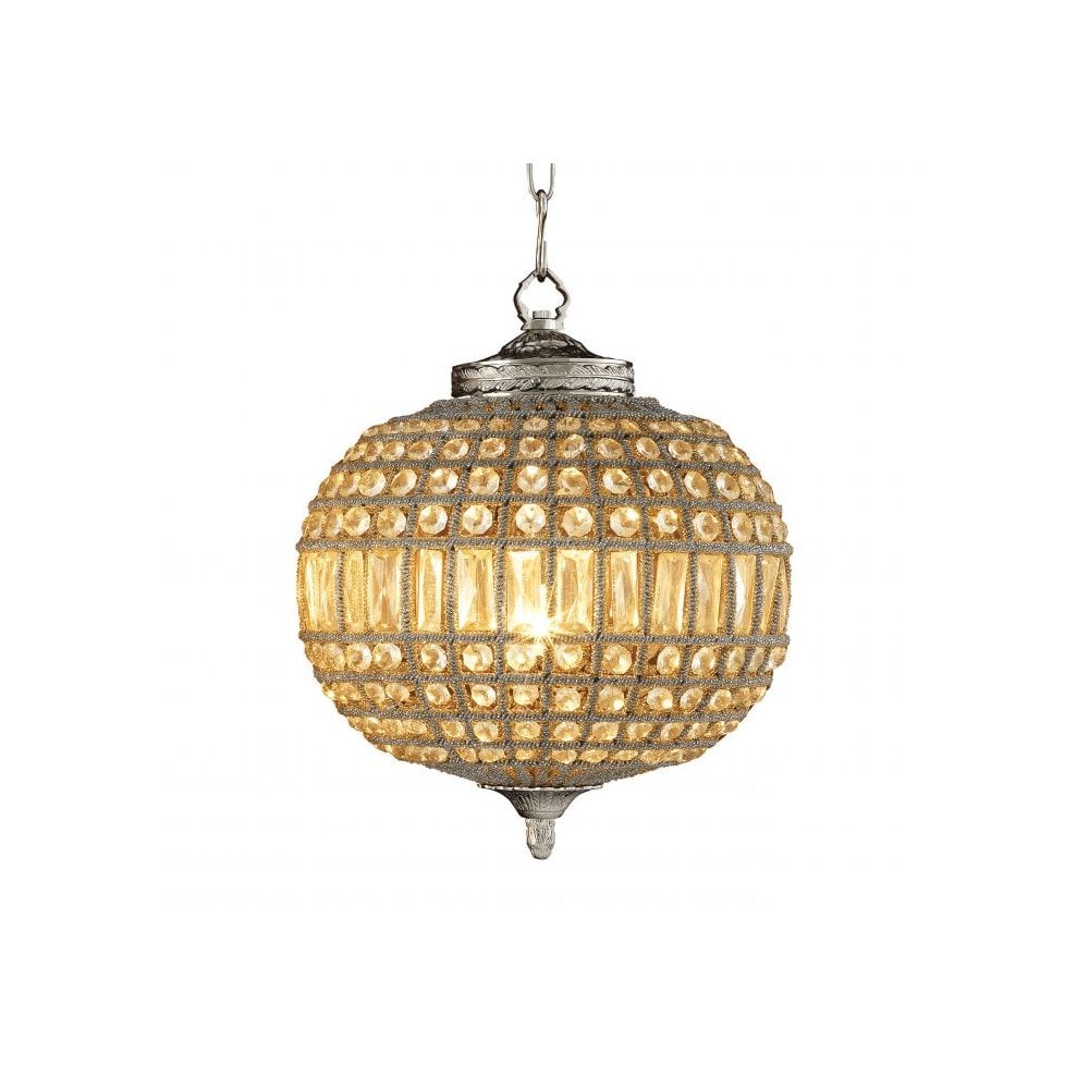 Chandelier Kasbah Oval S, Crystal Glass, Nickel Finish