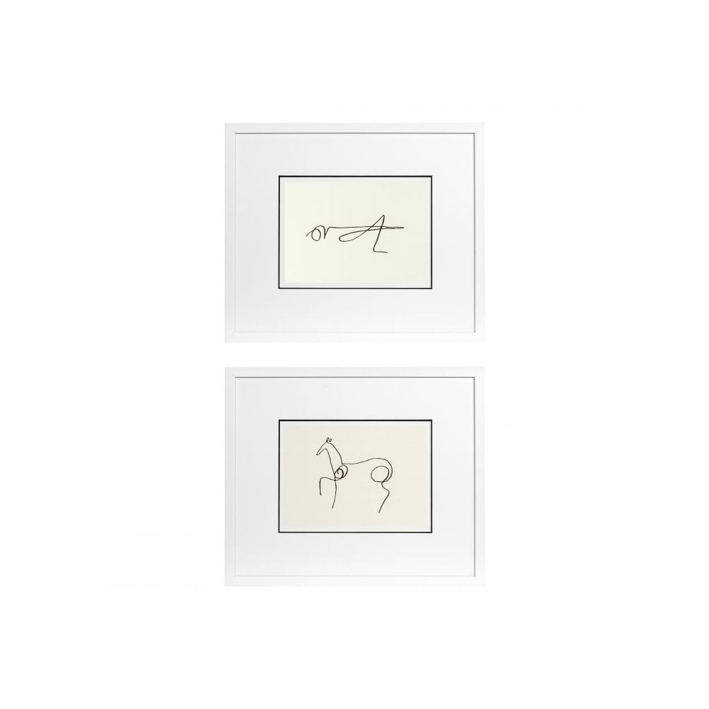 Prints Pablo Picasso set of 2, White Frame, Clear Glass